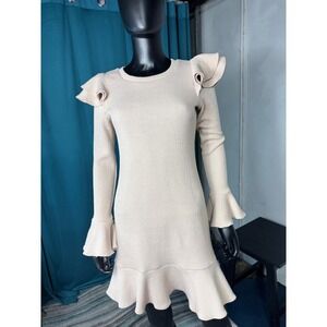 Saylor Free People Ruffle Trim Bell‎ Sleeve Knit Mini Dress Small S